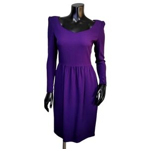 Sonia Rykiel Paris Vintage Purple Long Sleeve Sweetheart Bow‎ Back Dress France